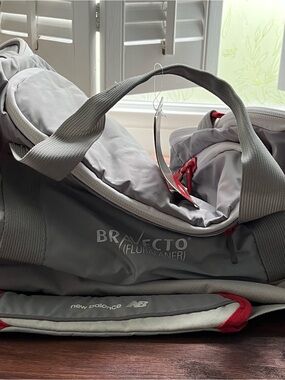 New Balance Gray Duffel Bag with Red Accents - BraveCTO Logo